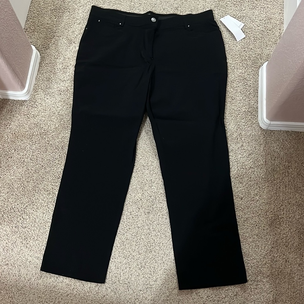 89th and Madison Black Stretch Work Pants Plus Size 22